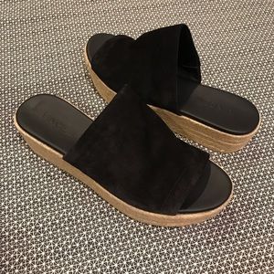 VINCE Solana black suede espadrille sandals